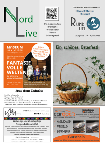 Nord live April 25 - unsere Ausgabe mit vielen Beiträgen rund um die Thema Haus und Garten sowie vielen Veranstaltungshighlights in unserer Region.